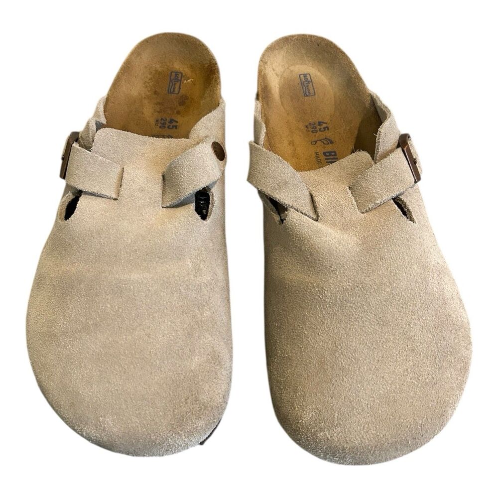 Birkenstock Boston Classic Taupe Suede Soft Suede Men Clog EU 45 US 12-12.5 Wide